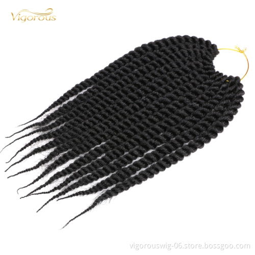 Kinky Curly Crochet Extension Passion Hand Made Short Black Pre Stretched Twist Hair Synthetic Braiding Wig